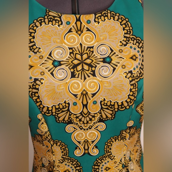 New York & Company Women's Stretch Sheath Dress Gold\Green | Small - Picture 9 of 16